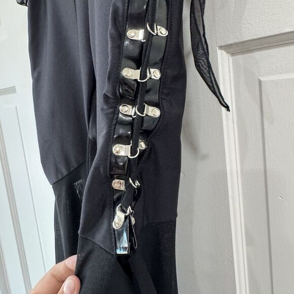 J. Valentine Dolls Kill 2pc. Outfit Black Corset Tulle Mesh Nylon Spandex XS/S - Picture 4 of 15